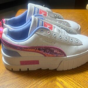 Puma White Sneakers with Pink and Purple Highlights